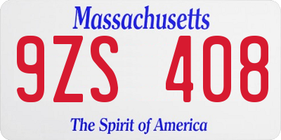 MA license plate 9ZS408
