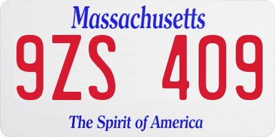 MA license plate 9ZS409