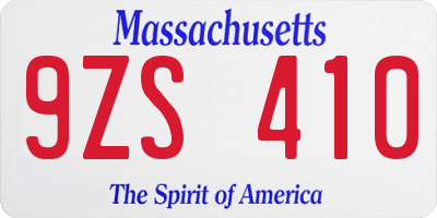 MA license plate 9ZS410