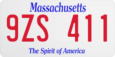 MA license plate 9ZS411