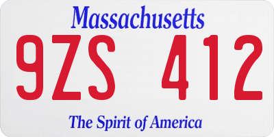 MA license plate 9ZS412