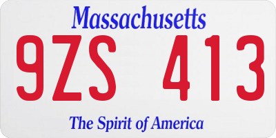 MA license plate 9ZS413