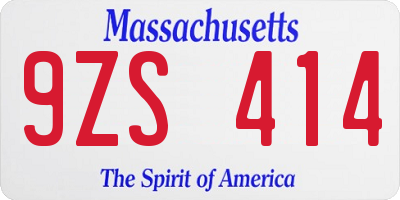 MA license plate 9ZS414