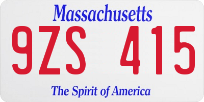 MA license plate 9ZS415