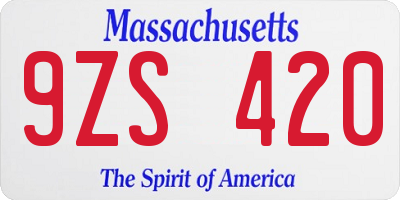 MA license plate 9ZS420