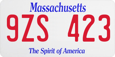 MA license plate 9ZS423