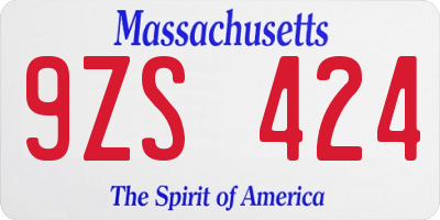 MA license plate 9ZS424