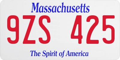 MA license plate 9ZS425