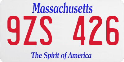 MA license plate 9ZS426