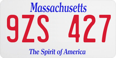 MA license plate 9ZS427