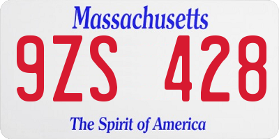 MA license plate 9ZS428