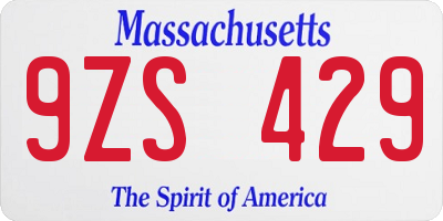 MA license plate 9ZS429