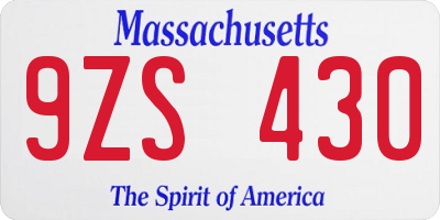 MA license plate 9ZS430