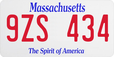 MA license plate 9ZS434