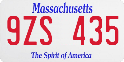 MA license plate 9ZS435