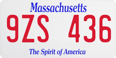 MA license plate 9ZS436