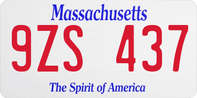 MA license plate 9ZS437