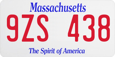 MA license plate 9ZS438