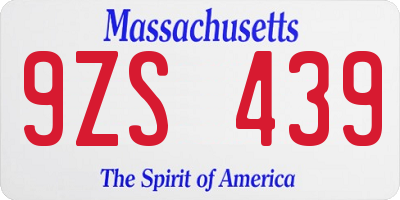 MA license plate 9ZS439
