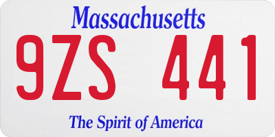 MA license plate 9ZS441