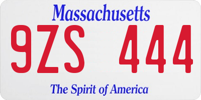 MA license plate 9ZS444