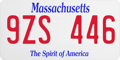 MA license plate 9ZS446