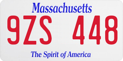 MA license plate 9ZS448