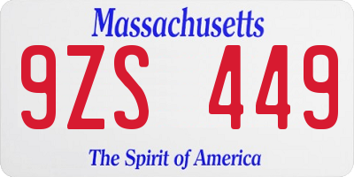 MA license plate 9ZS449
