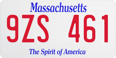 MA license plate 9ZS461