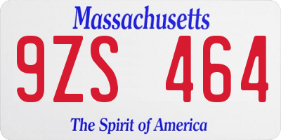 MA license plate 9ZS464