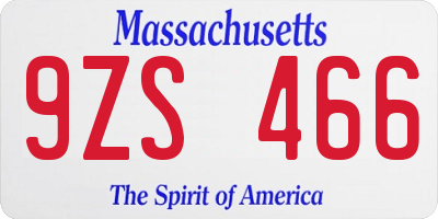 MA license plate 9ZS466