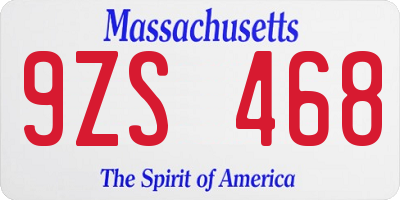 MA license plate 9ZS468
