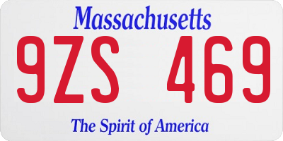 MA license plate 9ZS469