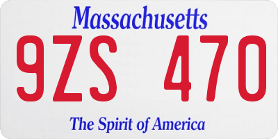 MA license plate 9ZS470