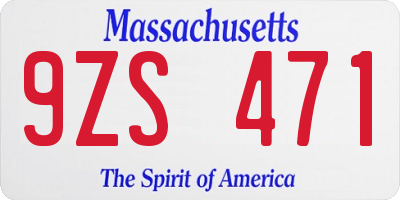 MA license plate 9ZS471