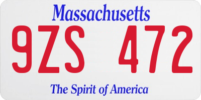 MA license plate 9ZS472