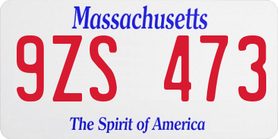 MA license plate 9ZS473