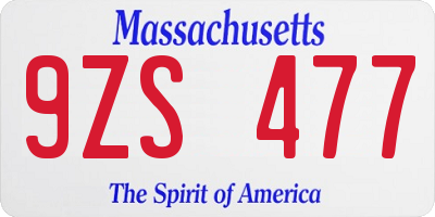 MA license plate 9ZS477