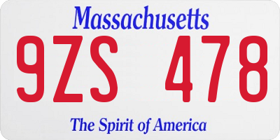 MA license plate 9ZS478