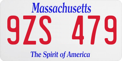 MA license plate 9ZS479