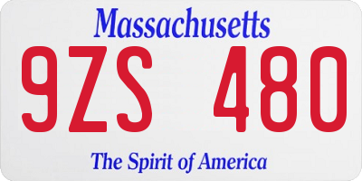 MA license plate 9ZS480