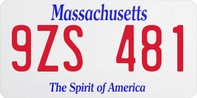 MA license plate 9ZS481