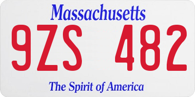 MA license plate 9ZS482