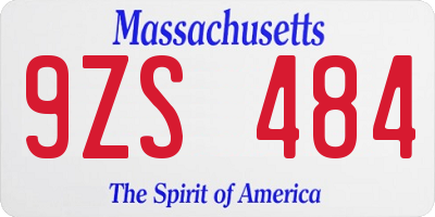 MA license plate 9ZS484
