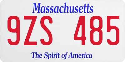 MA license plate 9ZS485