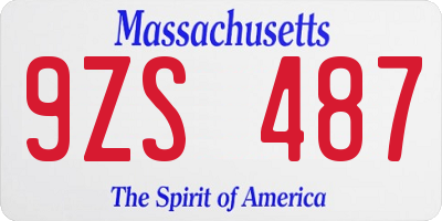 MA license plate 9ZS487