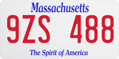 MA license plate 9ZS488