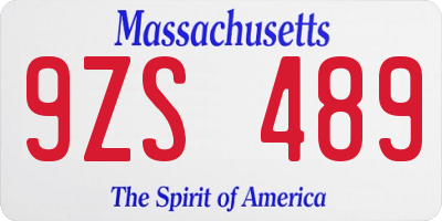 MA license plate 9ZS489