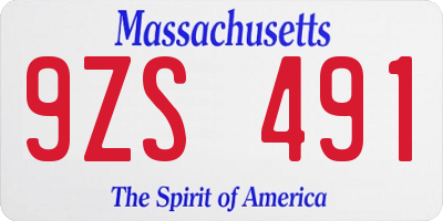 MA license plate 9ZS491