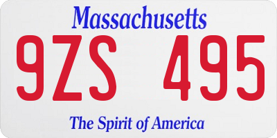 MA license plate 9ZS495